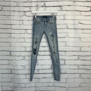 Aéropostale Distressed Skinny Jeans Light Wash Women’s 00 Low Rise Y2K Casual